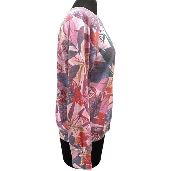 Sundry Lightweight Pink Tropical Crewneck Raglan Sleeve Pullover Sweatshirt Sz 1 - Picture 5 of 11